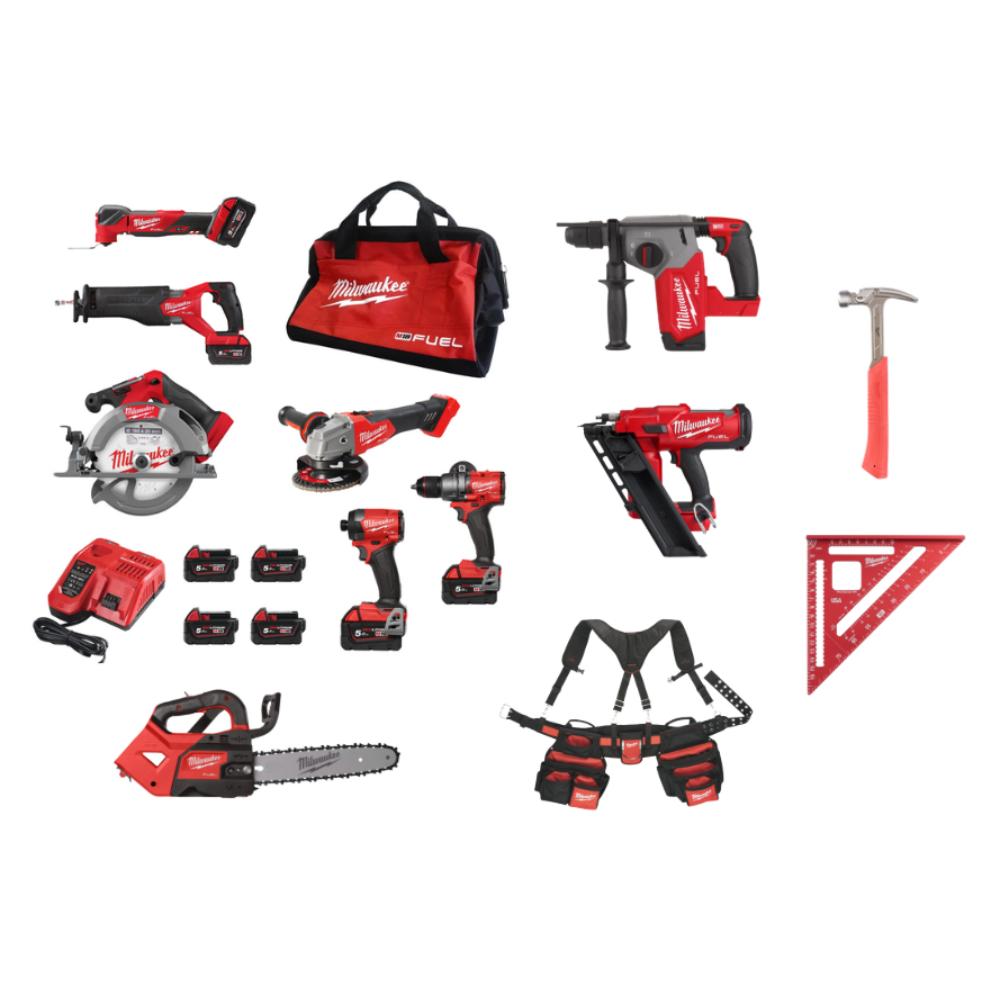 PACK 9 MACHINES MILWAUKEE M18 FUEL CHARPENTIER AVEC BATTERIES