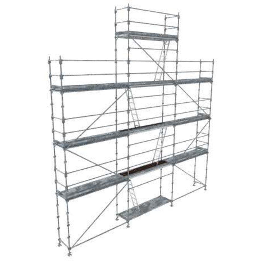 Echafaudage ACIER fixe R200 88 m² PROGRESS PIGNON + planchers RCE acier + garde-corps FUSIO - TUBESCA - 0P000162